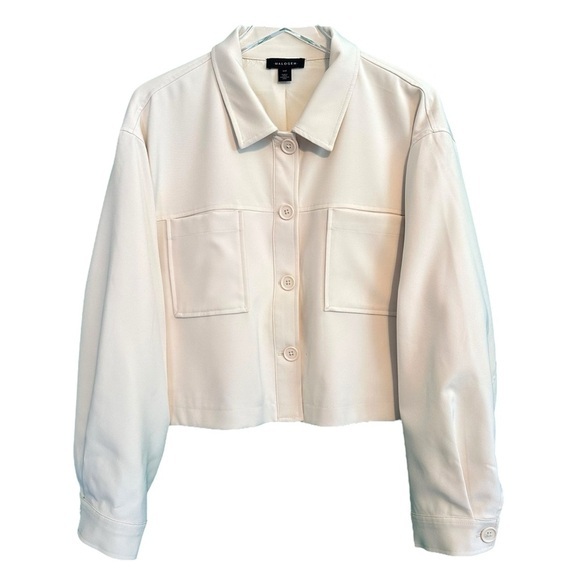 HALOGEN Womens Plus Patch Pocket Cropped Boxy Fit Jacket Ivory Size XXL - Picture 13 of 13